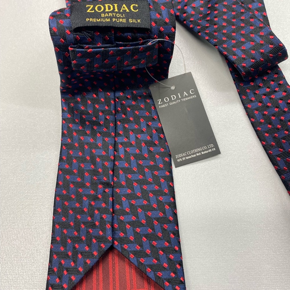 Zodiac Premium Silk Tie - Blue and Red